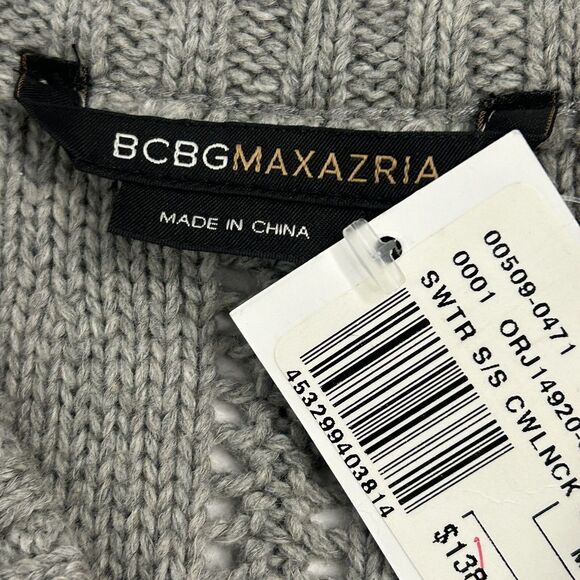 BCBG MAXAZRIA Gray Knit Tunic Sweater Sz M Cowl Neck Pullover Side Buttons NWT - Picture 13 of 13